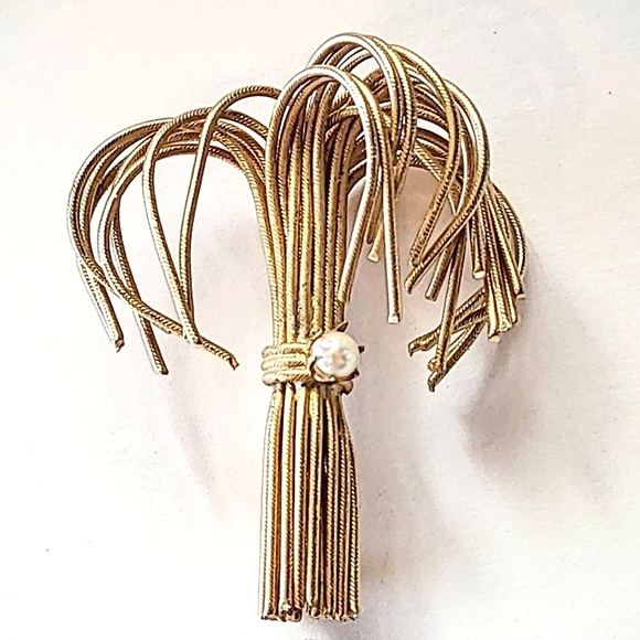 VINTAGE WIRE BROOCH with GENUINE PEARL - WHEAT SHEAF? - Picture 7 of 7